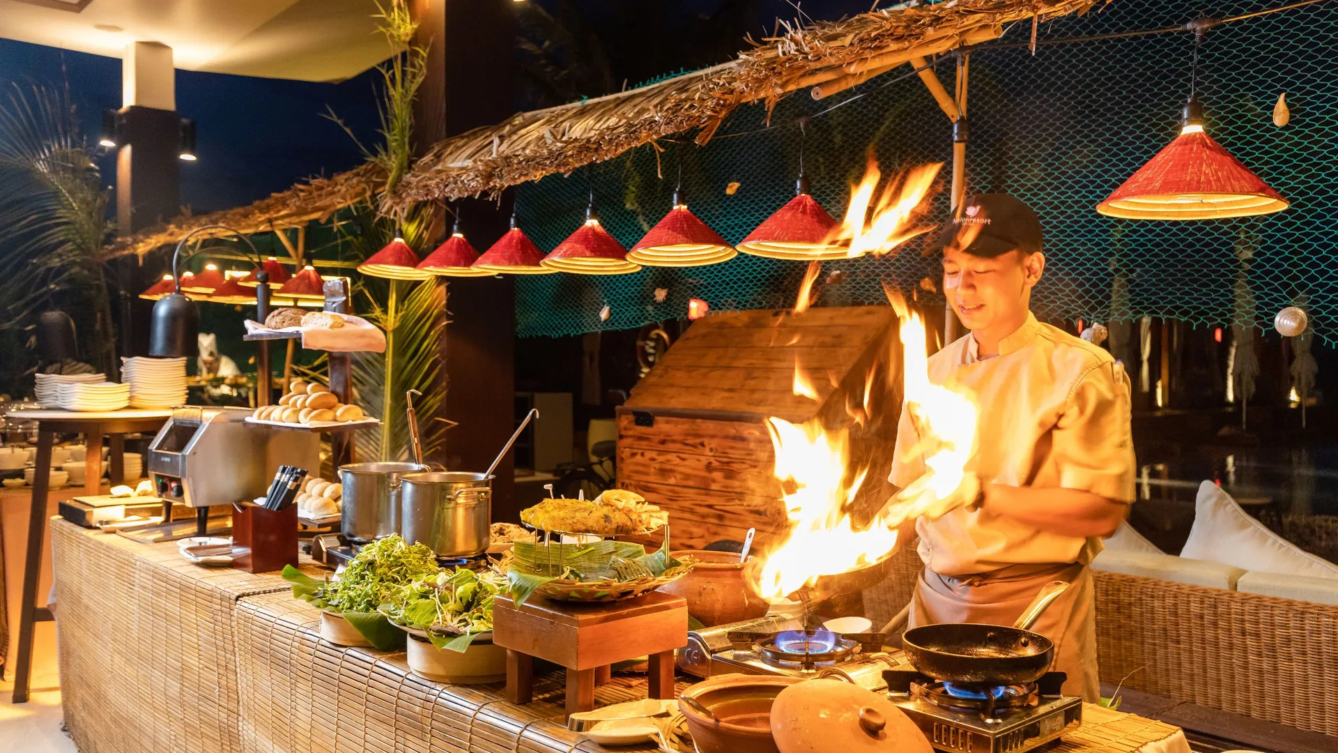 Flambieren am Buffet